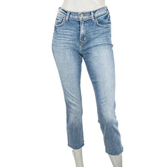 L'AGENCE $285 Sada High-Rise Cropped Slim Denim Jeans Raw hem Size 25 - Picture 1 of 11